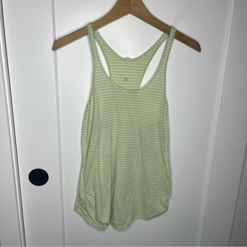 Lululemon Green & White Striped Racerback Tank Top Size 4